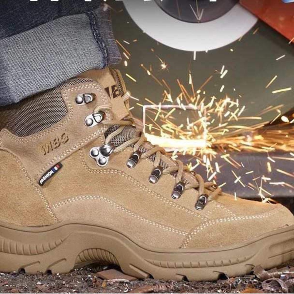 Men’s work boots with steel toe  leather boots high quality comfortable boots
